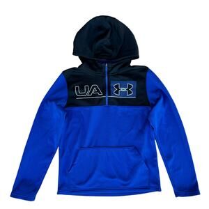 Under Armour Coldgear Loose Boys Blue Fleece Pullover Hooded Sweatshirt YXL